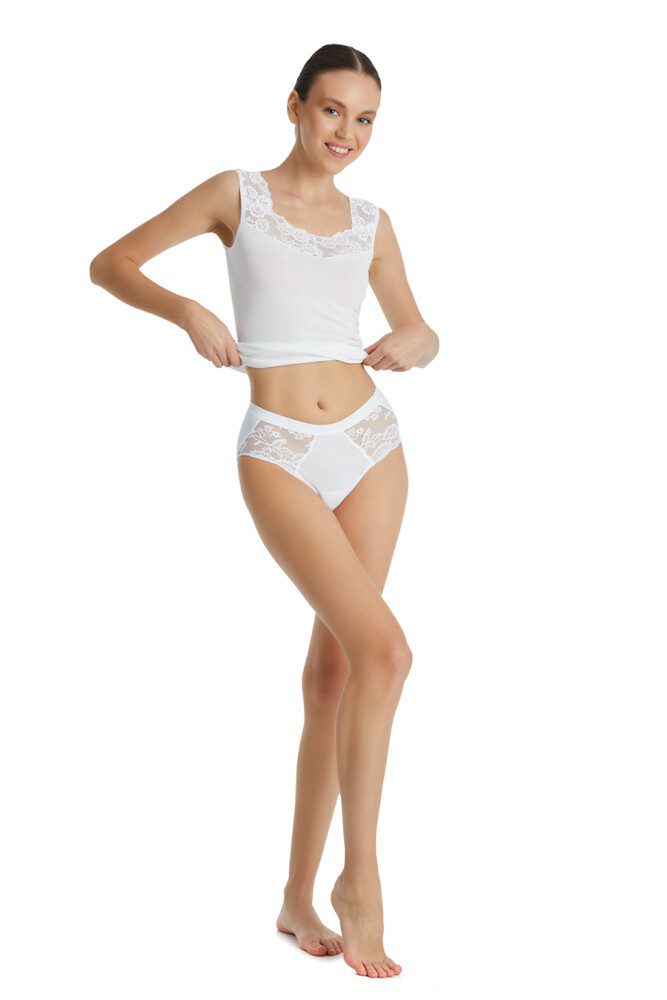 Spitzen Damen Slips Privat 1311 - Weiß