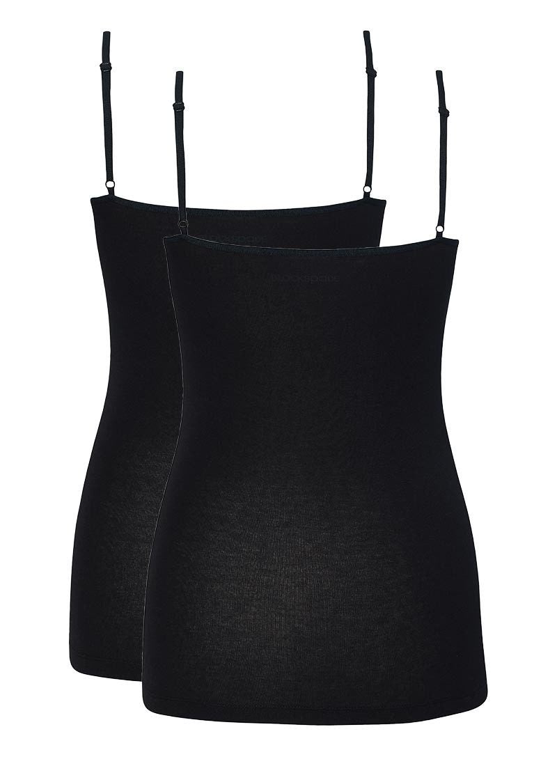 Damen Top mit dünnen Trägern 2er-Pack - Schwarz