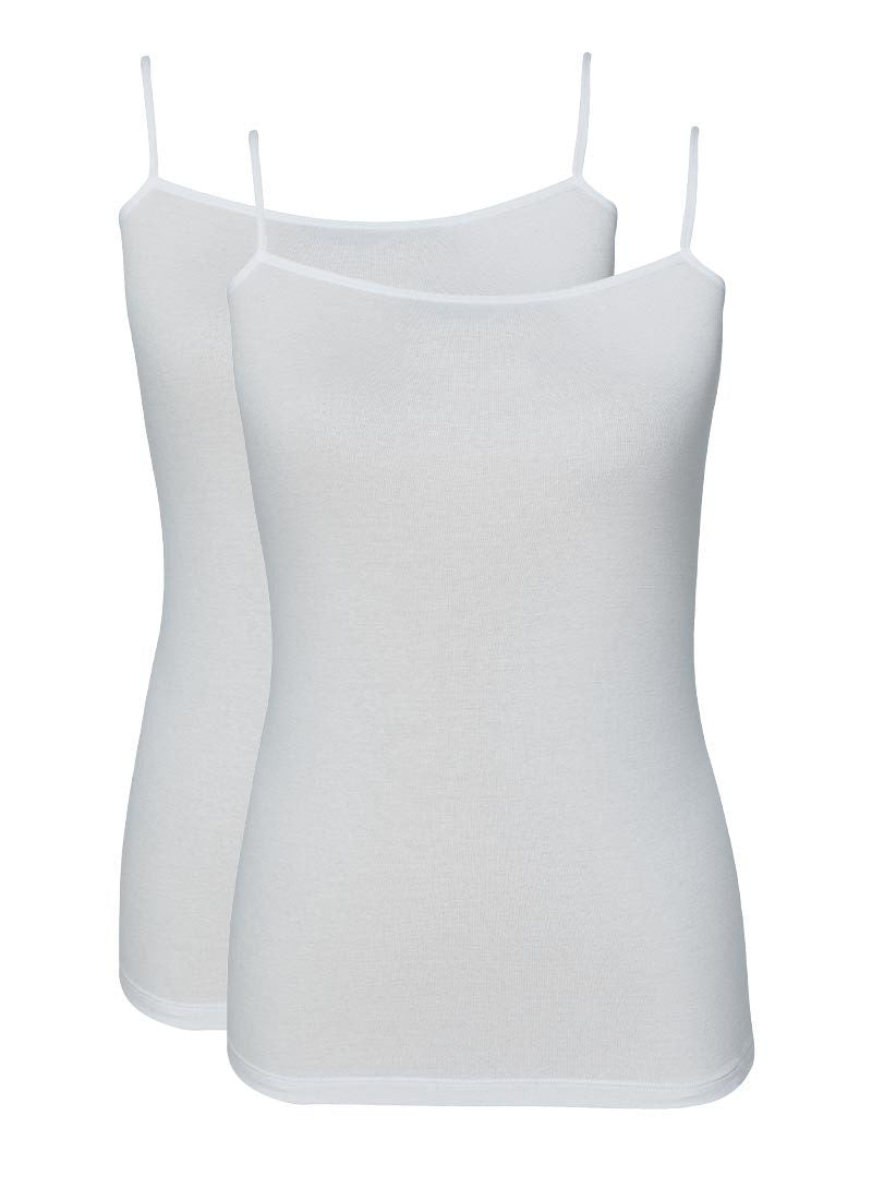 Damen Top mit dünnen Trägern 2er-Pack - Weiß