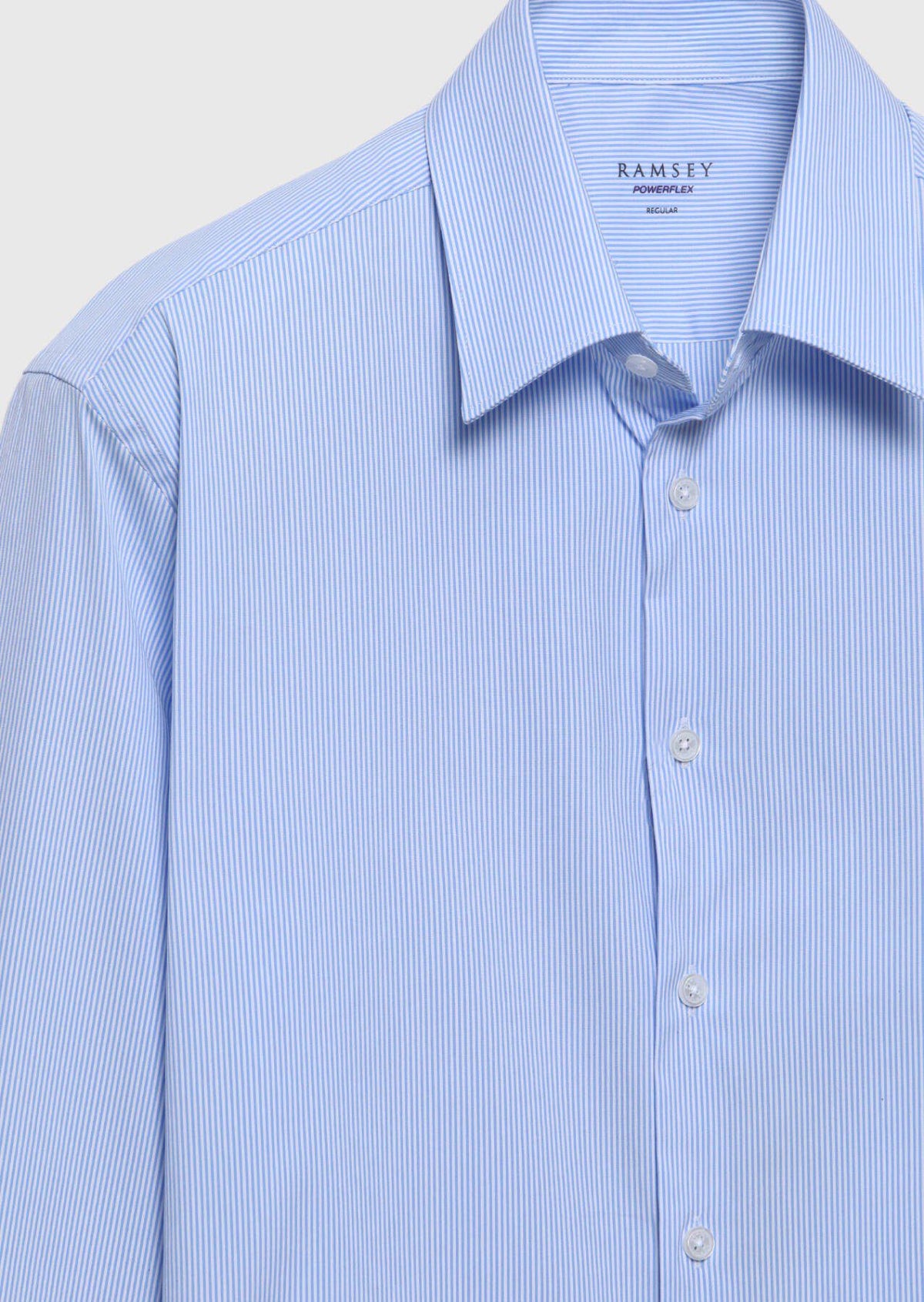 Blau Gestreiftes Regular Fit Baumwollhemd