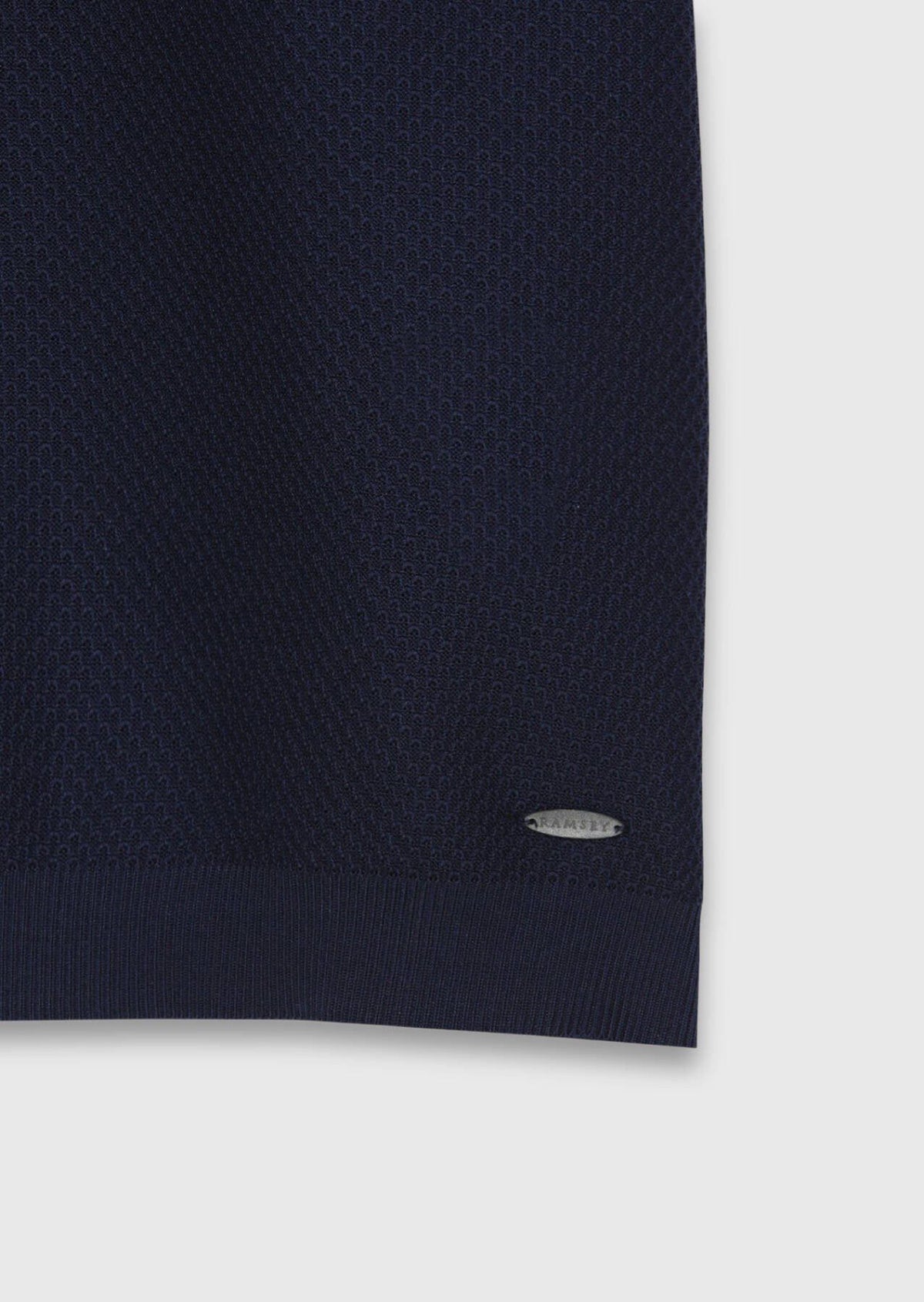 Marineblaues Jacquard T-Shirt aus 100% Baumwolle