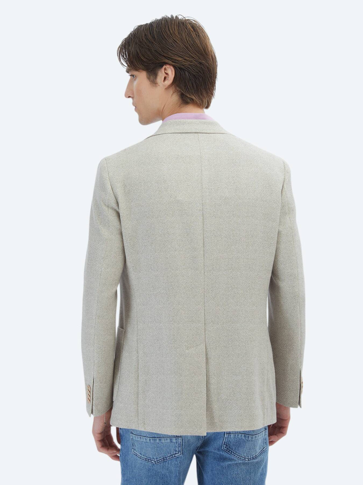 Gemusterte Modern Fit Leinenjacke