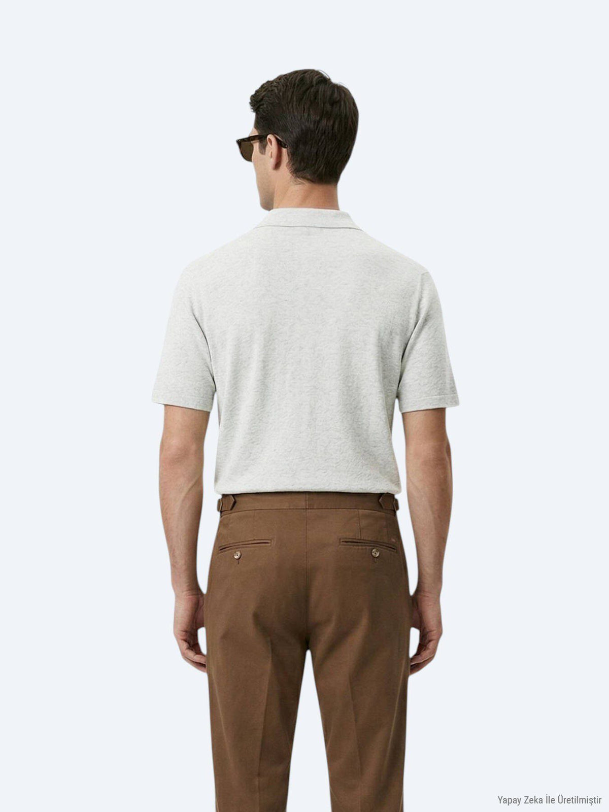 Beige gemustertes Strick-Casual-Leinenhemd