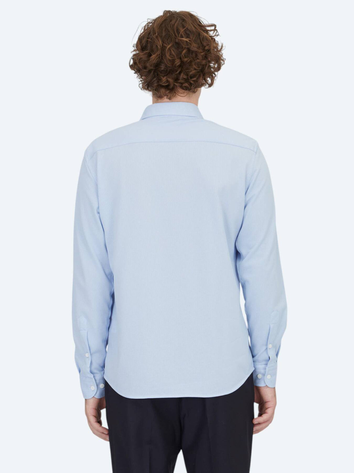 Hellblaues gestreiftes Regular Fit Strick-Casual-Hemd aus Baumwollmischung