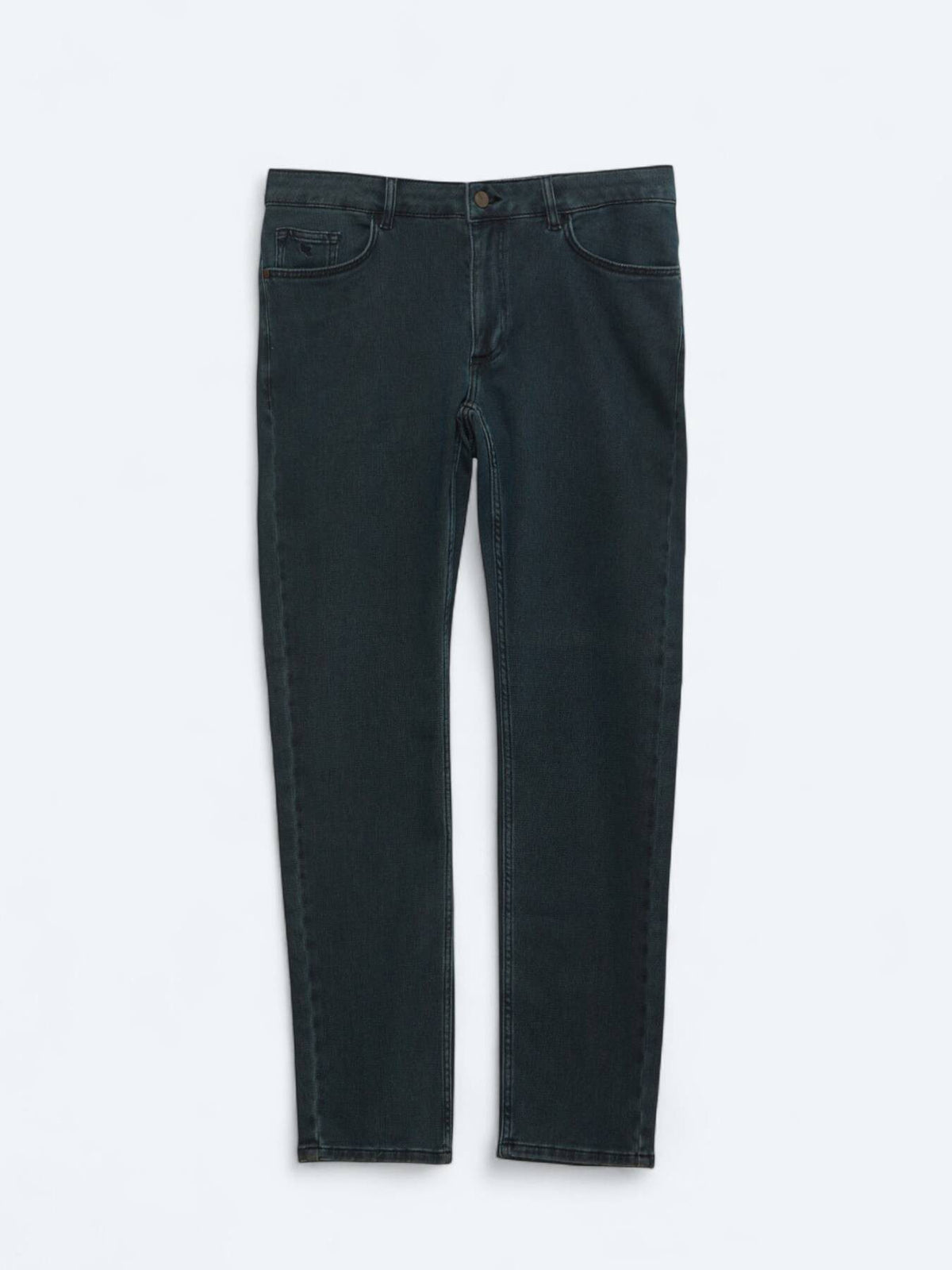 Marineblaue Slim-Fit Denim-Baumwollmischungshose
