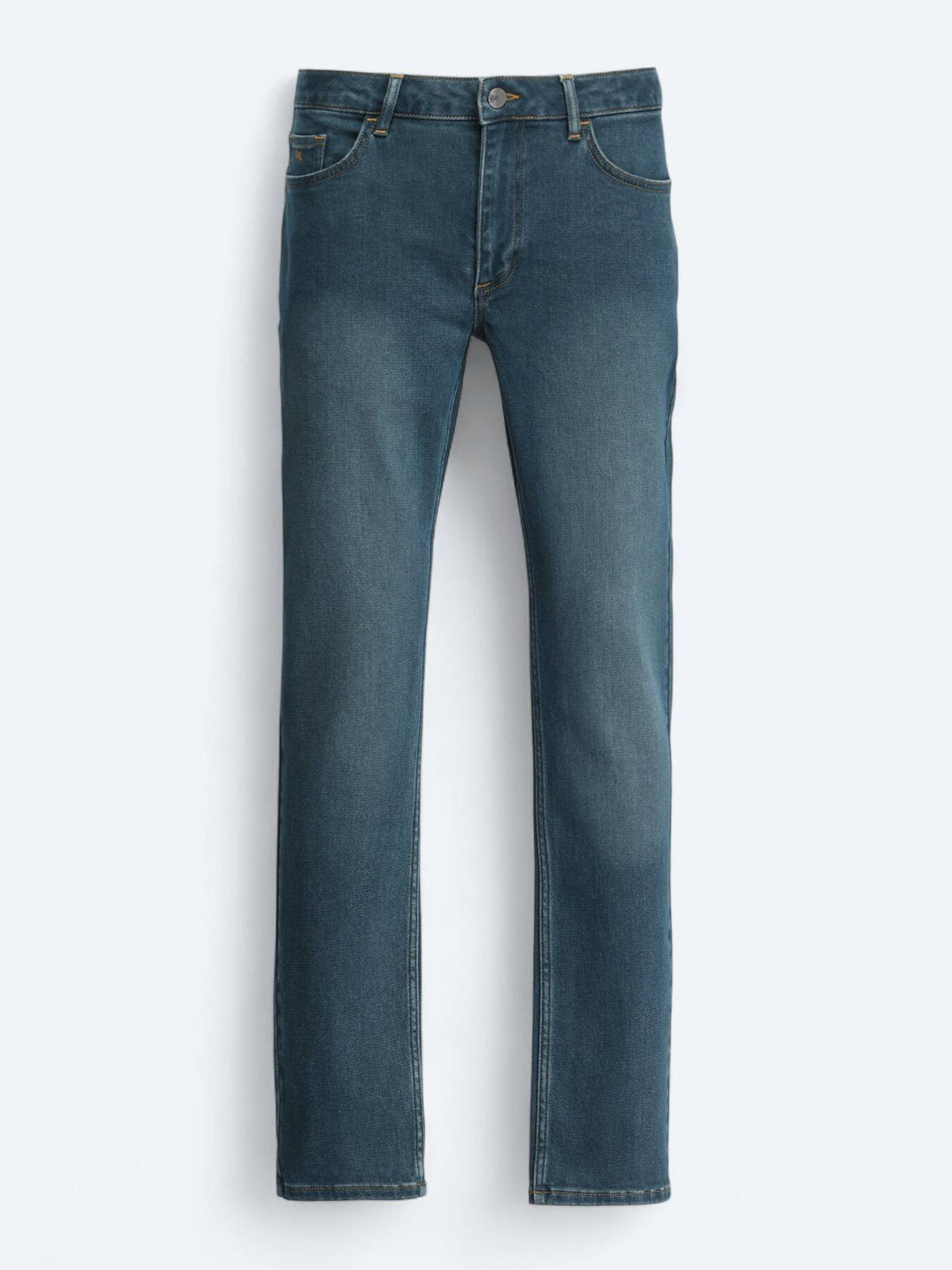 Petrolblaue Slim Fit Denim-Hose aus Baumwolle