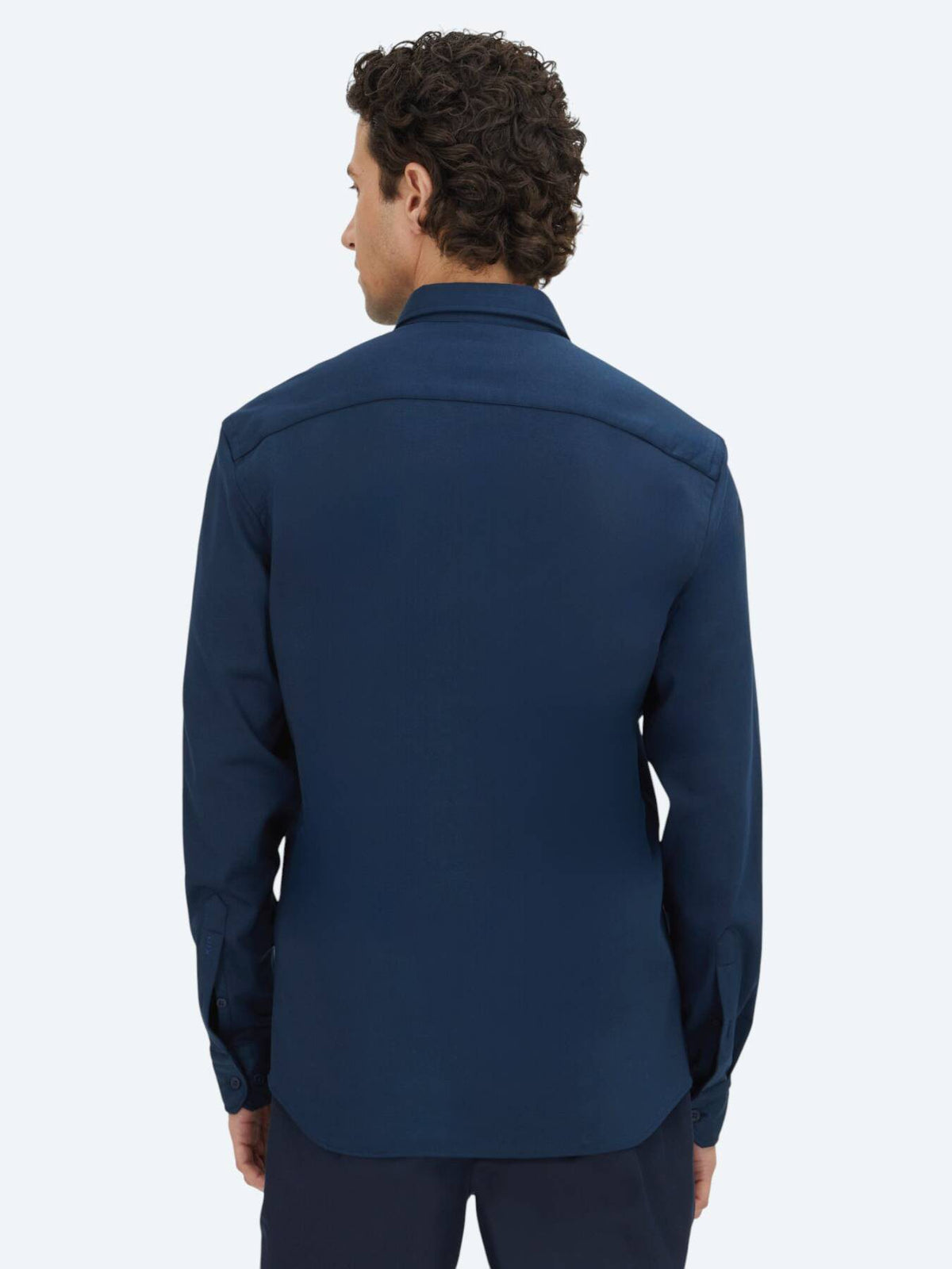 Marineblaues schlichtes Regular Fit Hemd 100% Baumwolle
