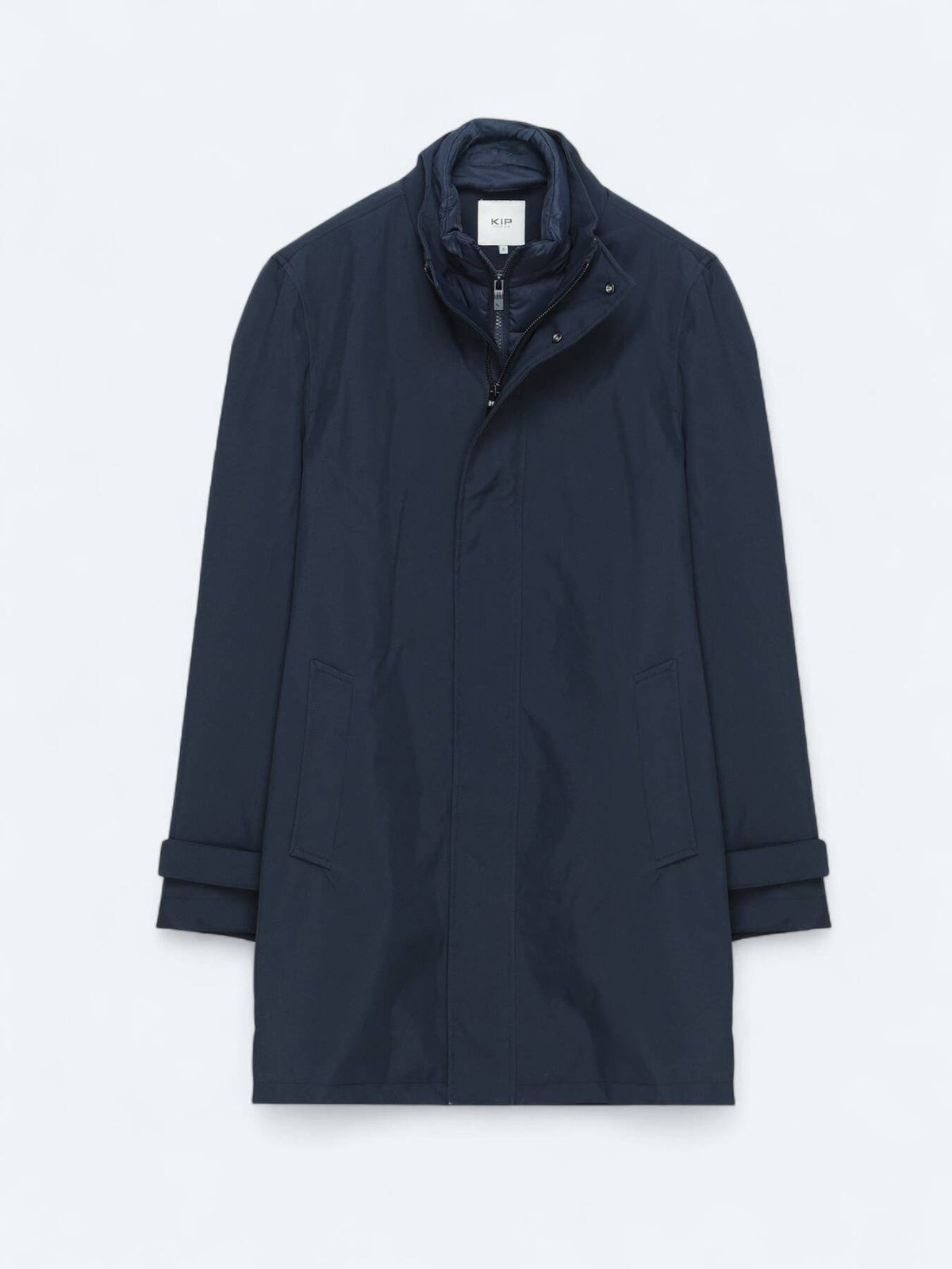 Marineblauer Oversize-Doppelreiher Regenmantel