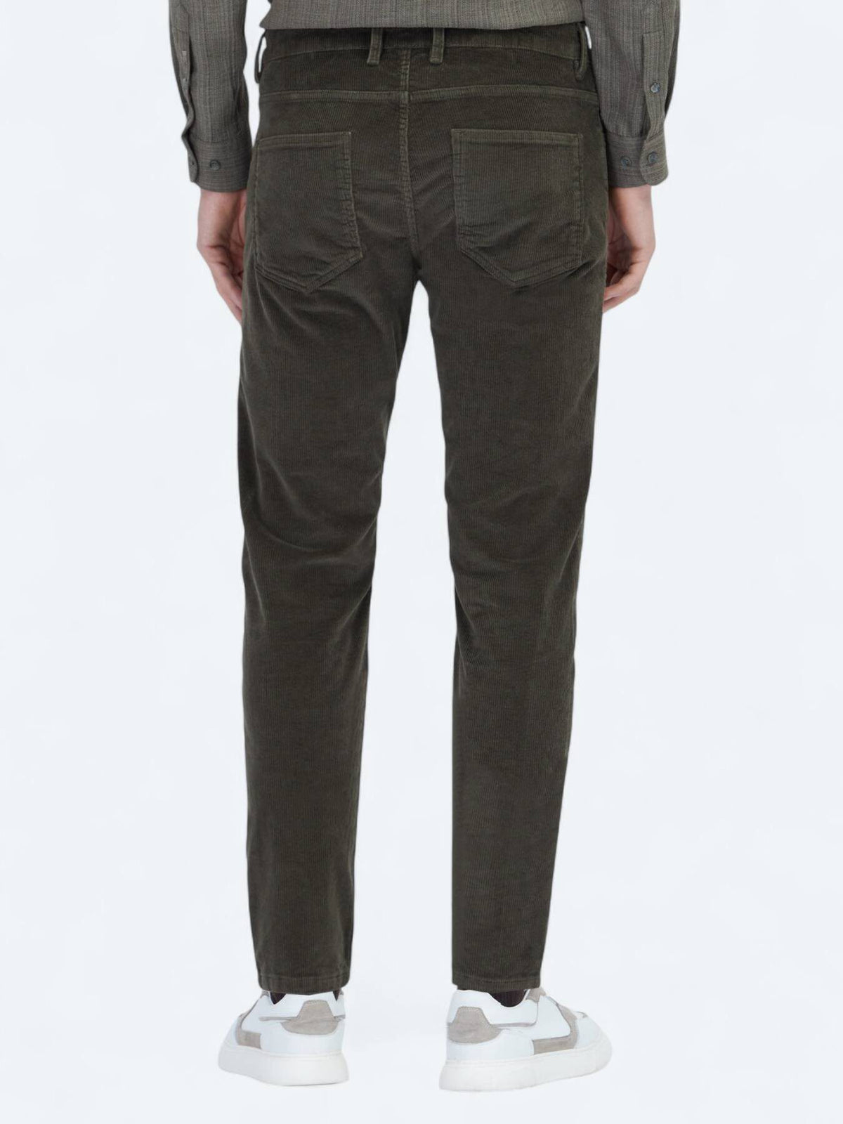 Khaki Velours Casual Baumwollhose