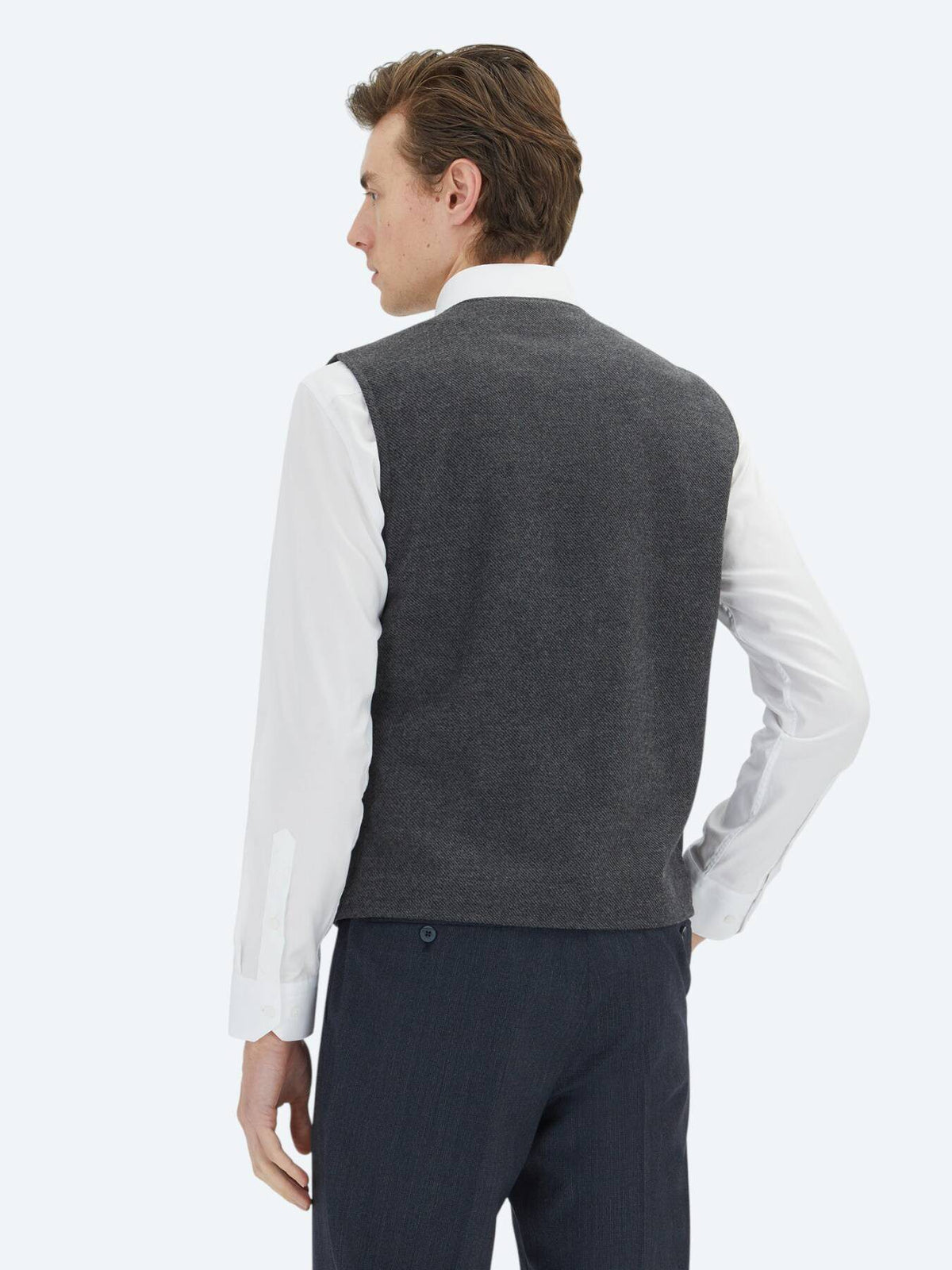 Klassische Weste in Hard Coal Slim Fit mit Schmetterlingskragen