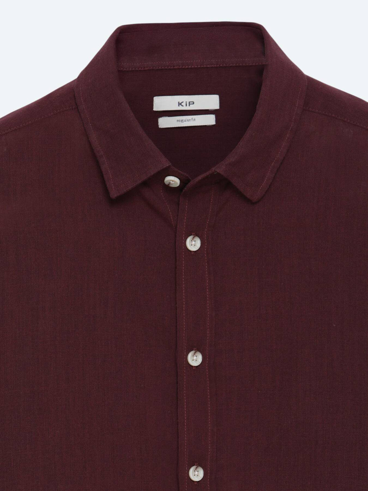 Bordeaux Unifarben Regular Fit Baumwollhemd