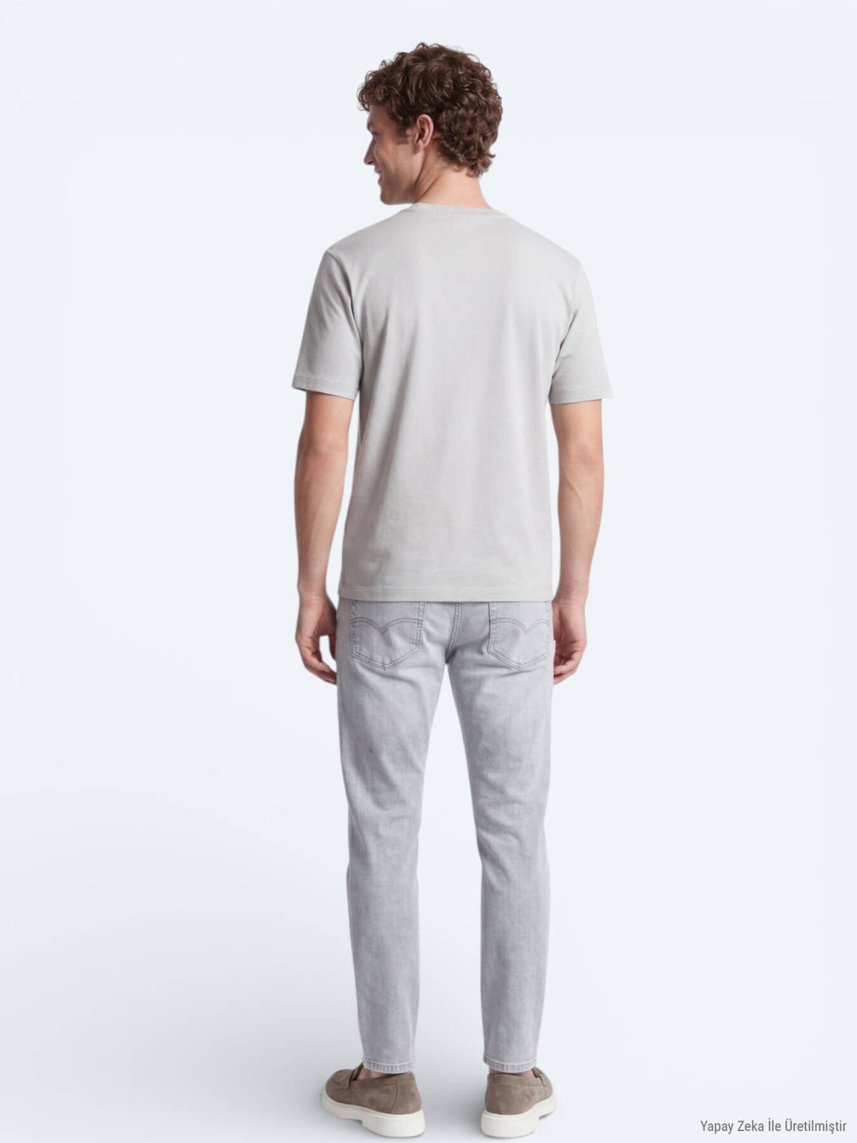 Steinfarbiges Basic T-Shirt