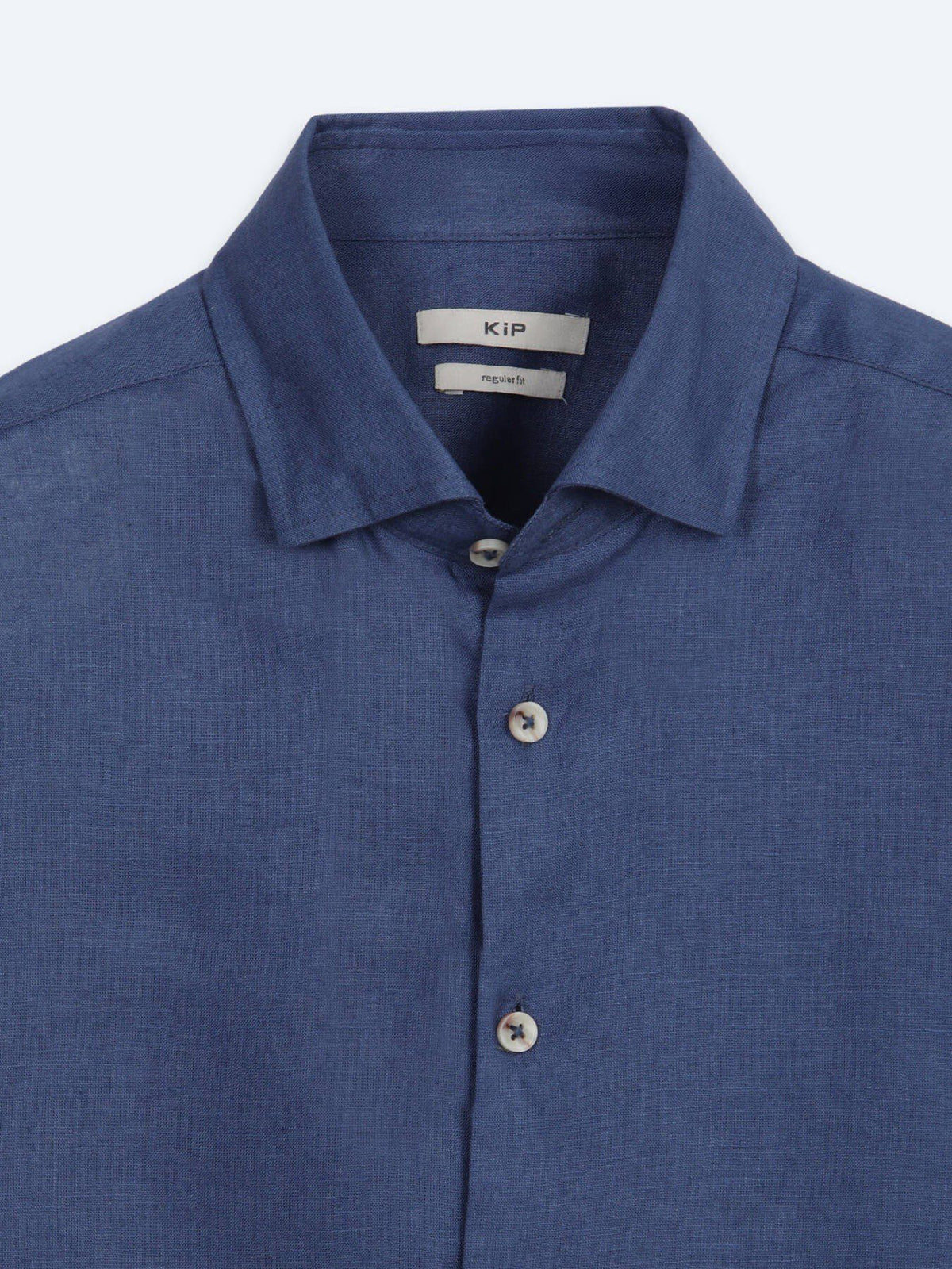 Indigo Unifarben Regular Fit Casual Hemd