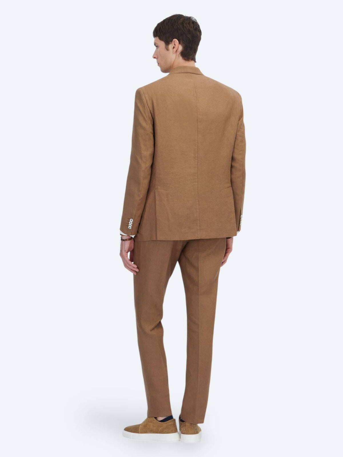Brauner Modern Fit 100% Leinen Anzug