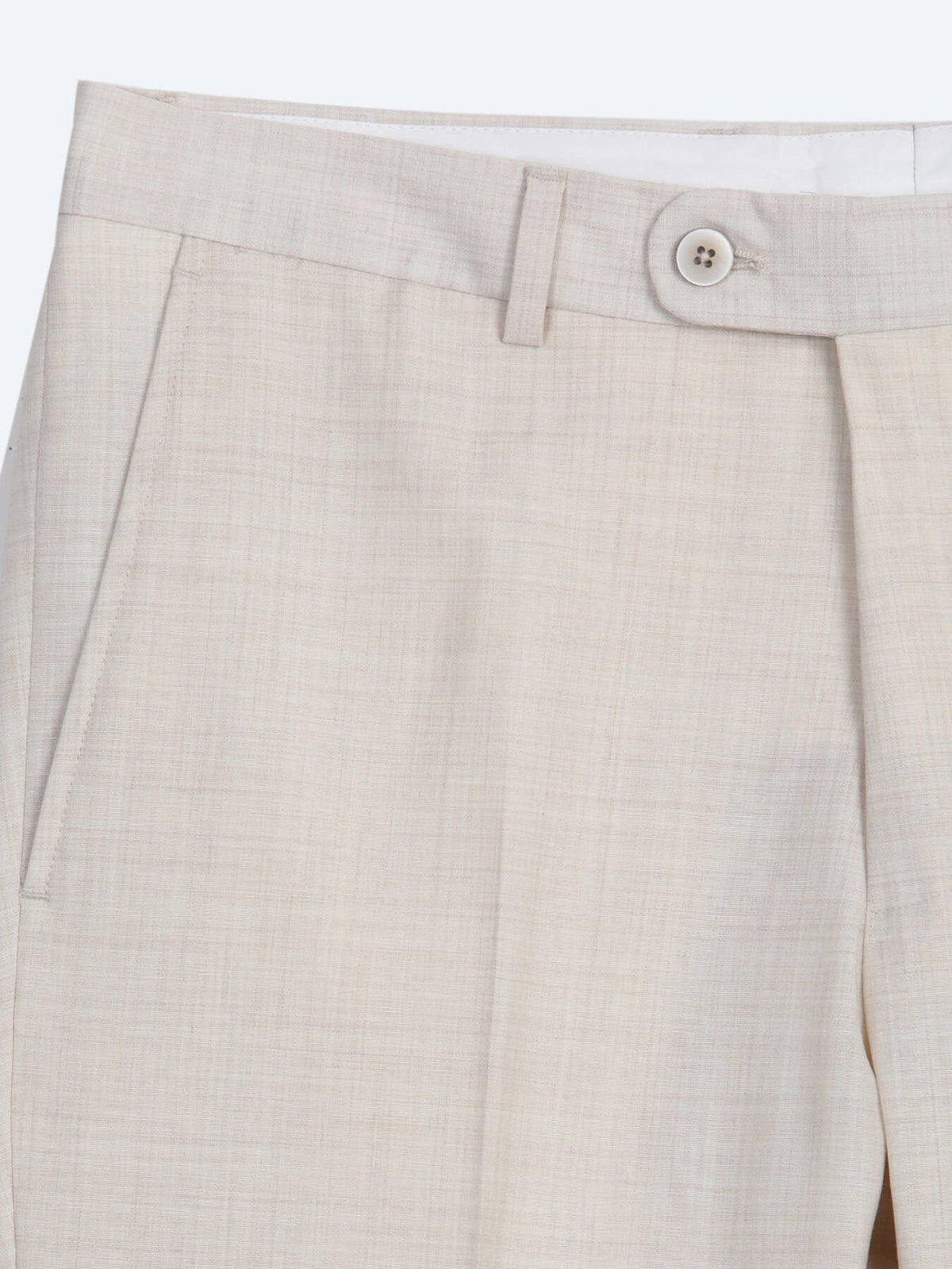 Beige Gemusterter Modern Fit Wollanzug