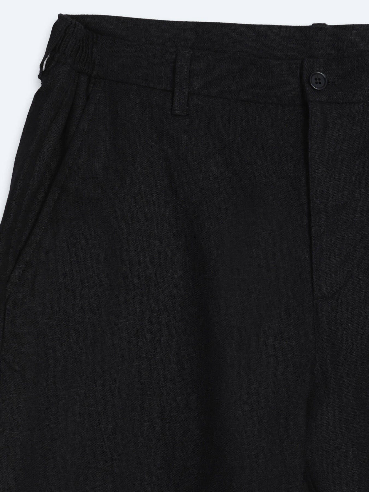 Schwarze lockere Baumwollhose mit Webmuster