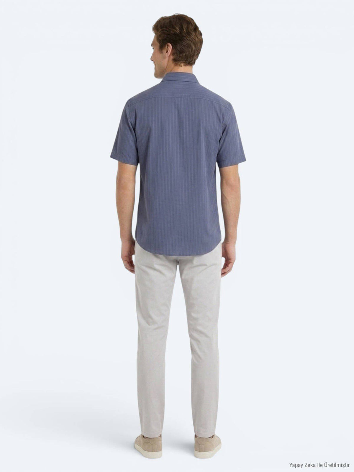 Indigo Gestreiftes Oversize Kurzhemd