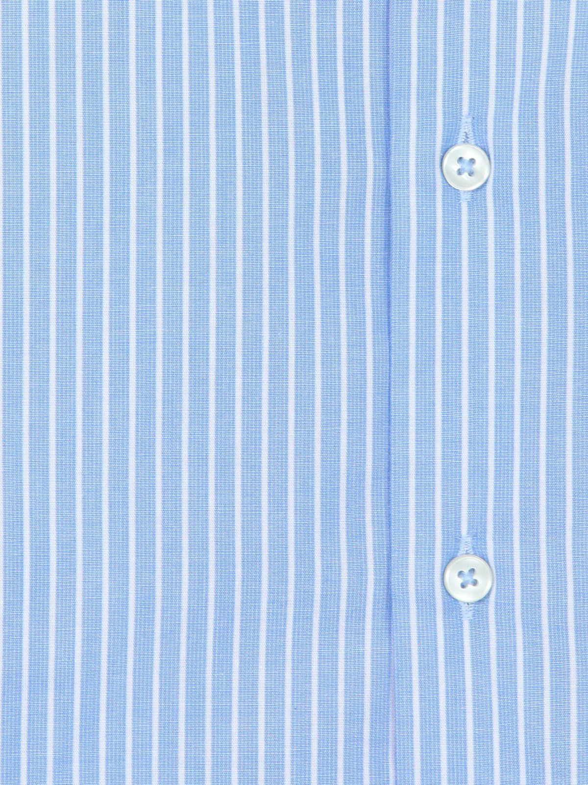 Blau Gestreiftes Regular Fit Baumwollhemd