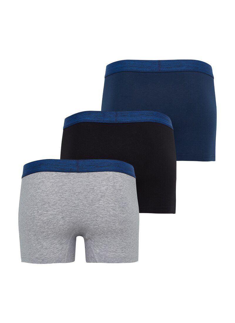 Herren Boxershorts 3er Set - Grau Blau Schwarz