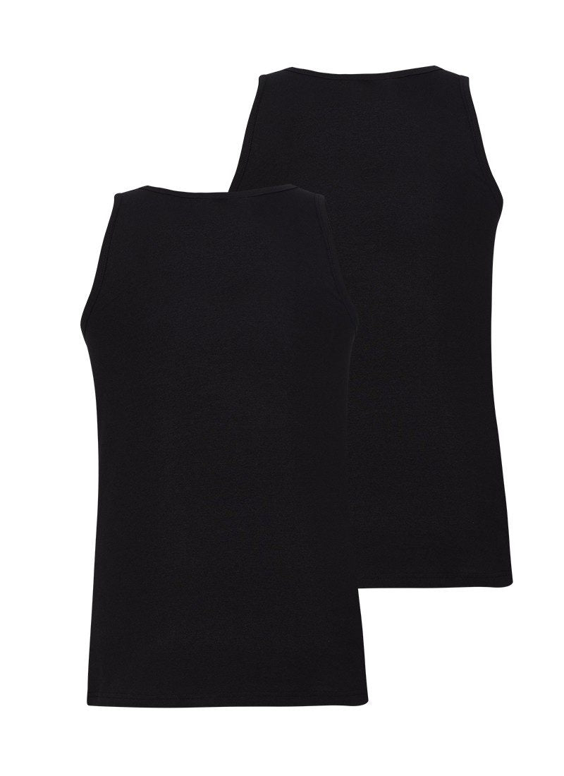 Herren Tanktop 2er-Pack Weiche Baumwolle Schwarz