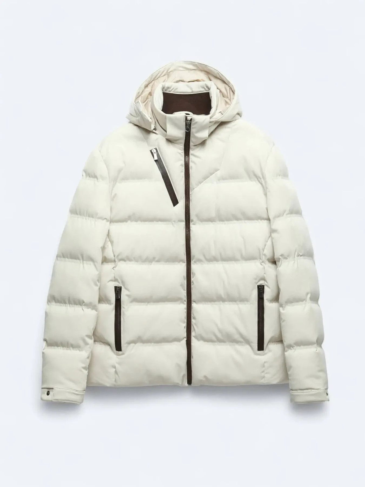 Beige Regular Fit Freizeitjacke mit abnehmbarer Kapuze
