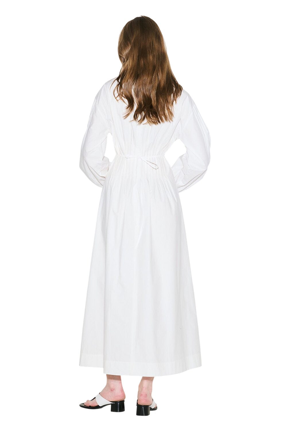 Kleid mit plissierter Taille, ECRU
