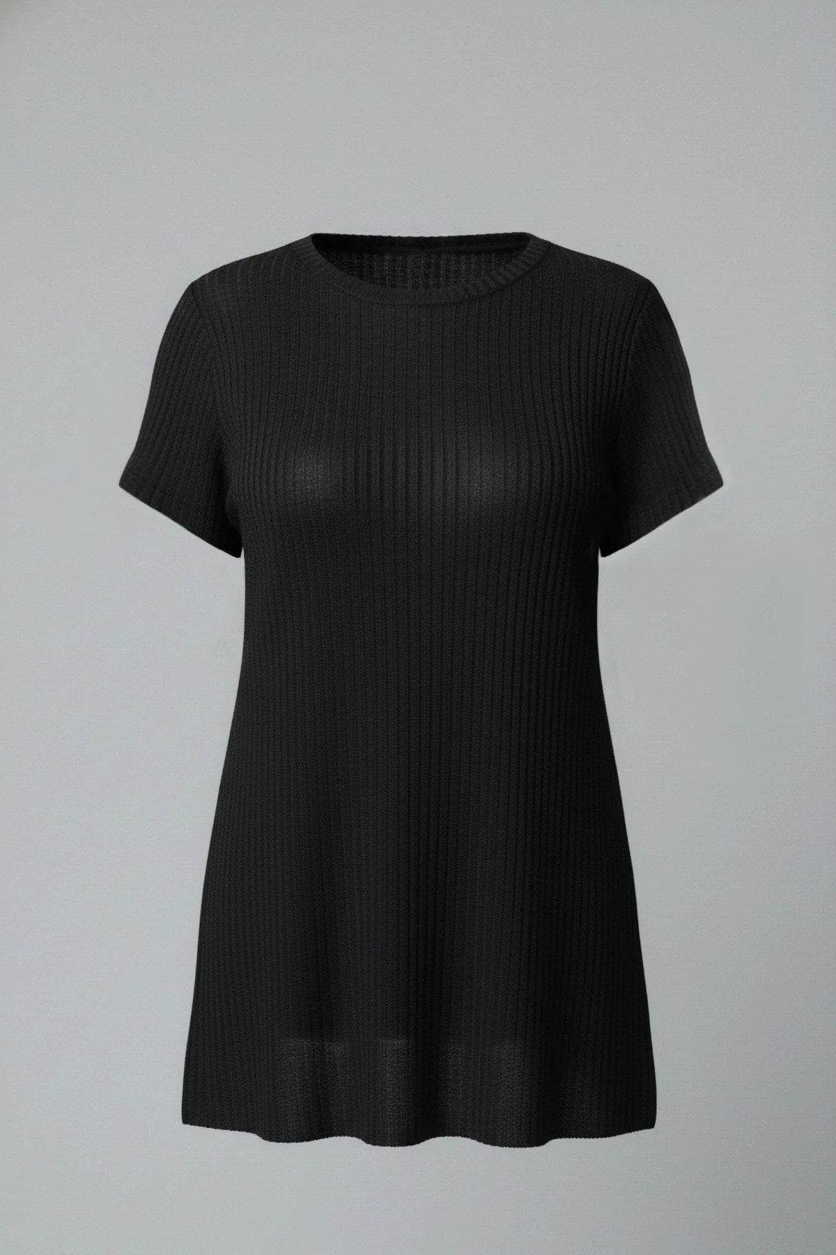 Basic-T-Shirt mit Rundhalsausschnitt und Rippstrick