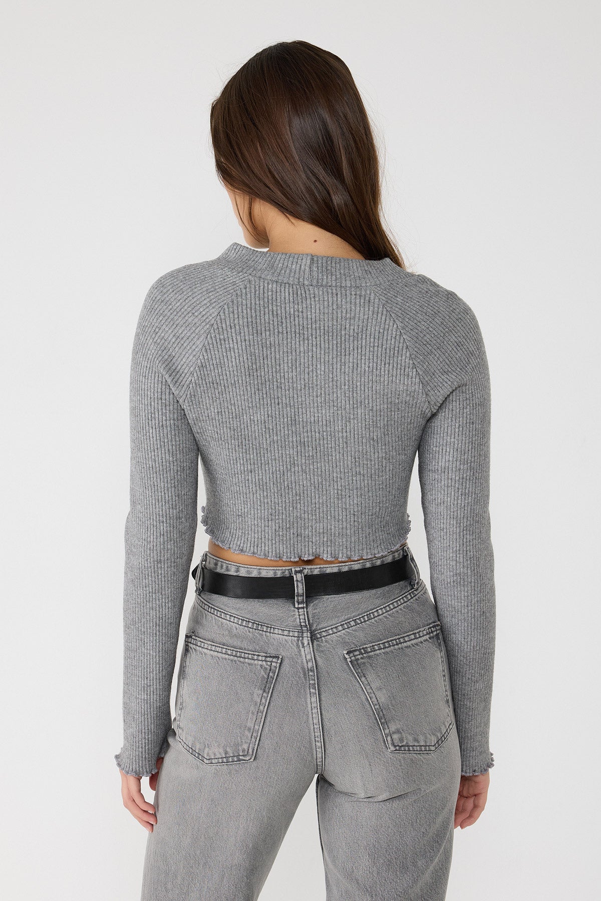 Strickbluse mit Rundhalsausschnitt