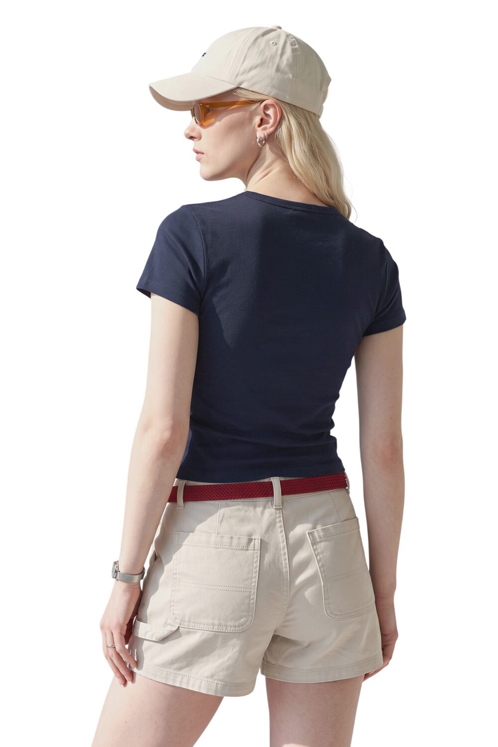Baumwoll Kurzarm T-Shirt mit Rundhalsausschnitt