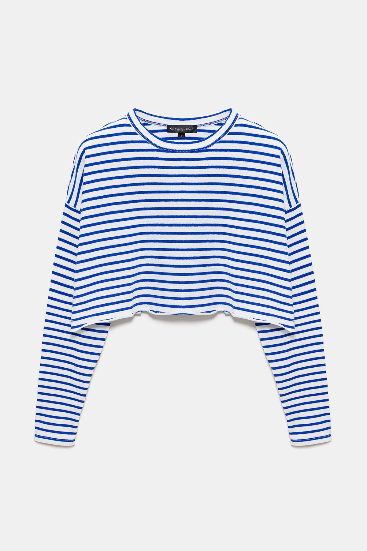Oversize-Crop-Bluse mit Rundhalsausschnitt