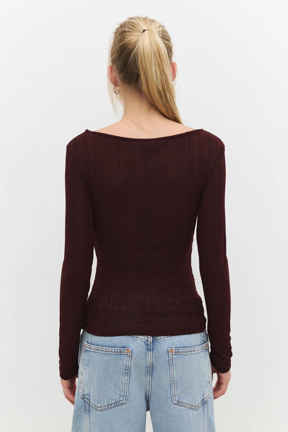 Bluse mit Rundhalsausschnitt und langen Ärmeln