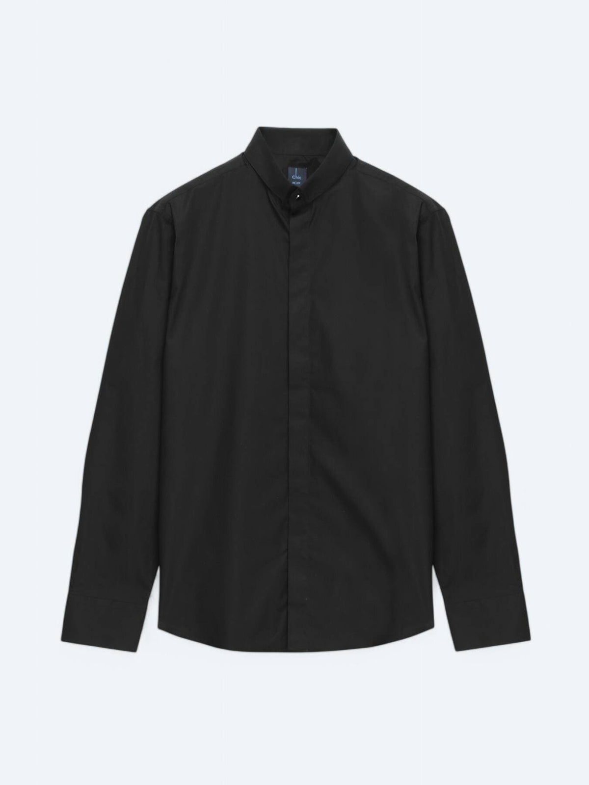 Schwarzes Regular Fit Baumwollhemd