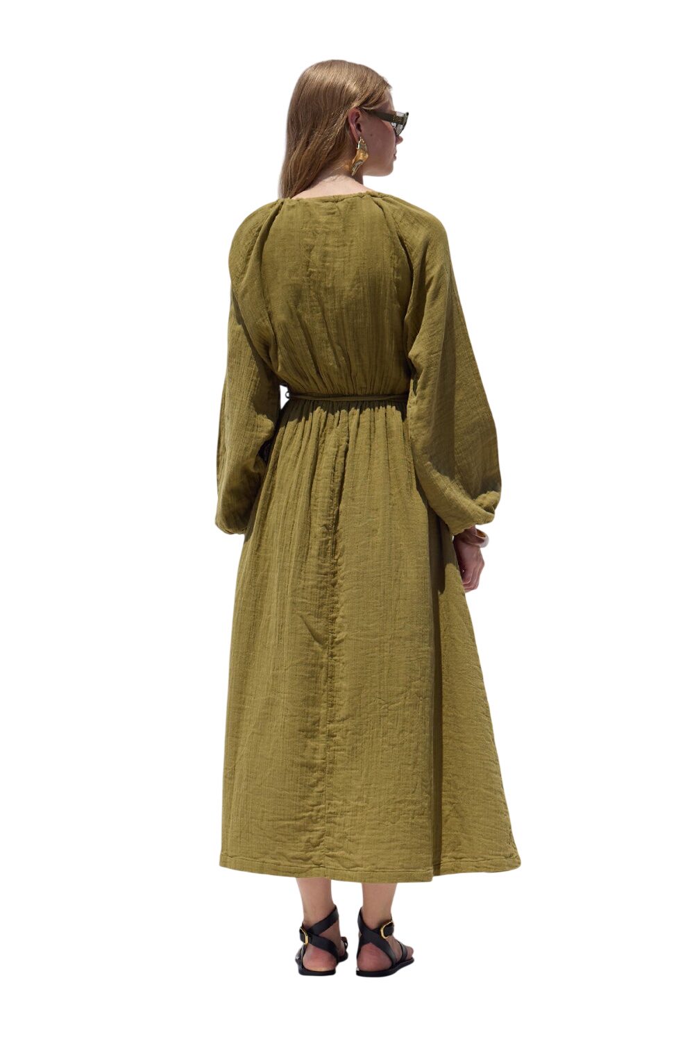 Braunes Muslin-Kleid mit Bindung