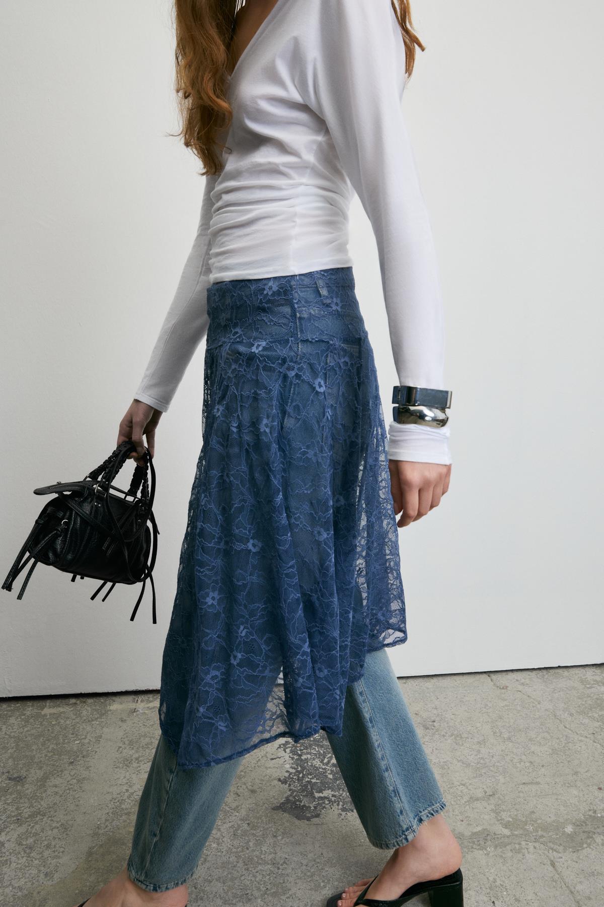 Damen Asymmetrischer Spitzenrock