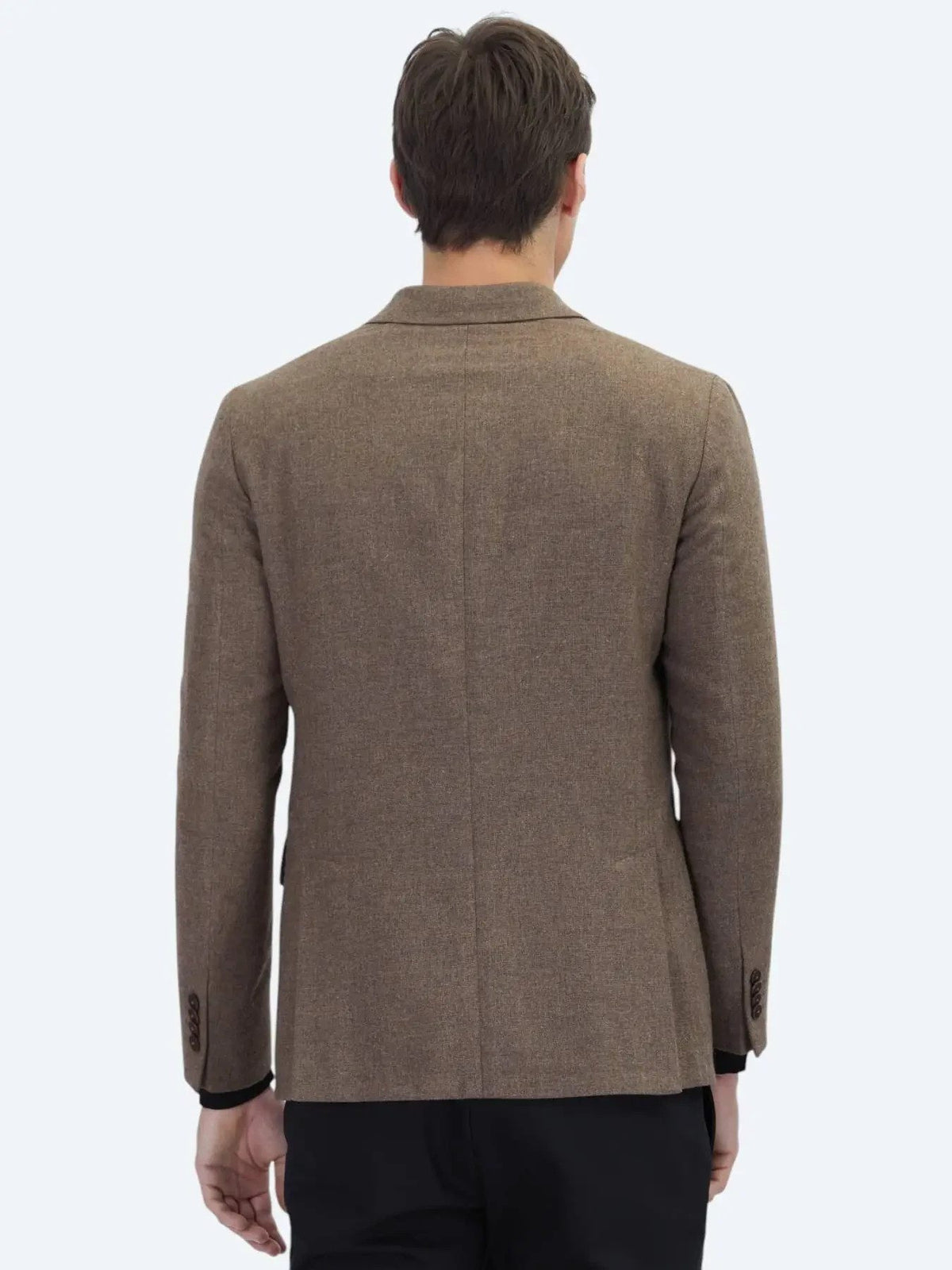 Braune Modern Fit Wollmischungsjacke