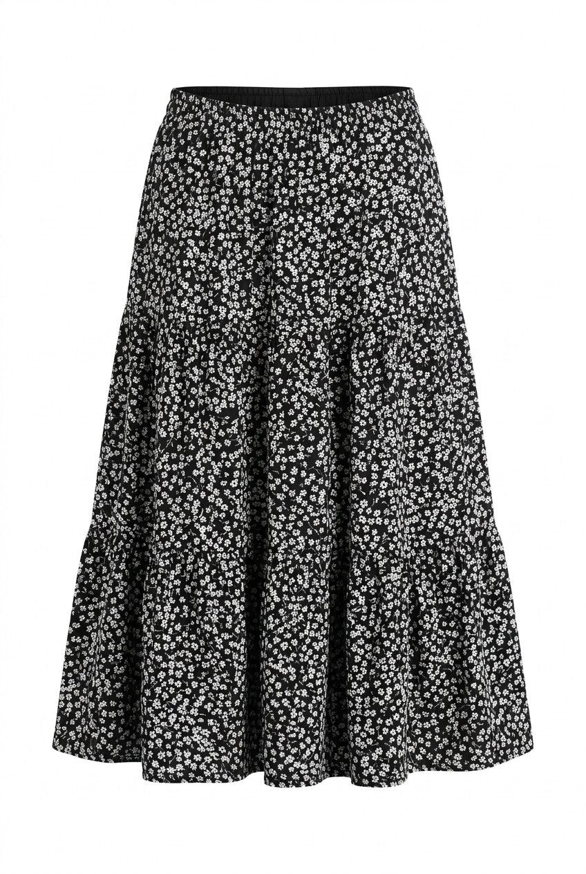 Plus Size Elastischer Bund Faltenrock Blumen