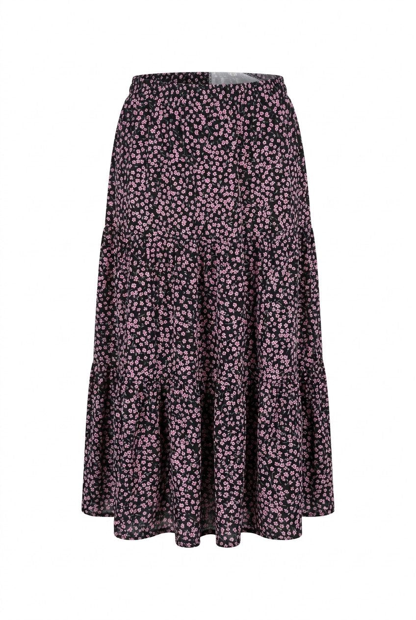 Plus Size Elastischer Bund Faltenrock Blumen