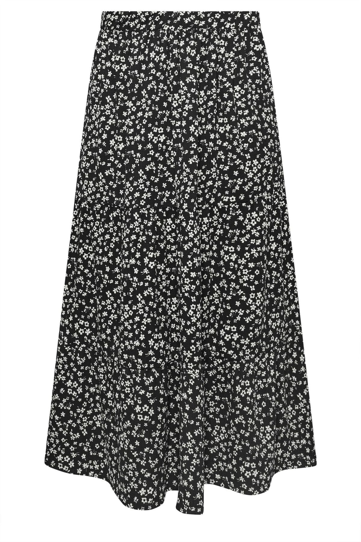Plus Size langer, gemusterter Rock ohne Taschen und mit elastischem Bund, gemustert