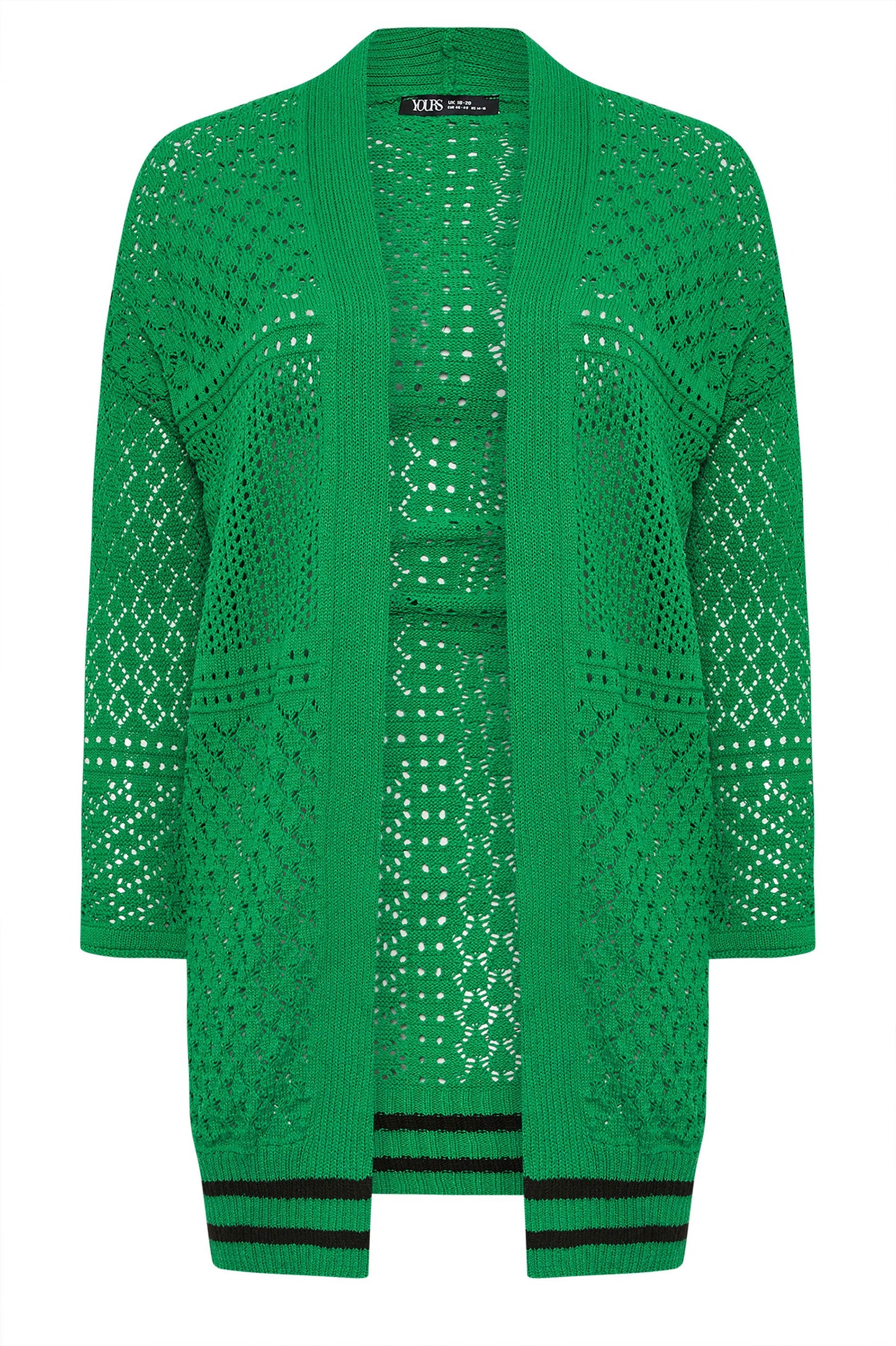 Strickjacke in Übergröße mit langen Ärmeln und offener Vorderseite aus Spitze