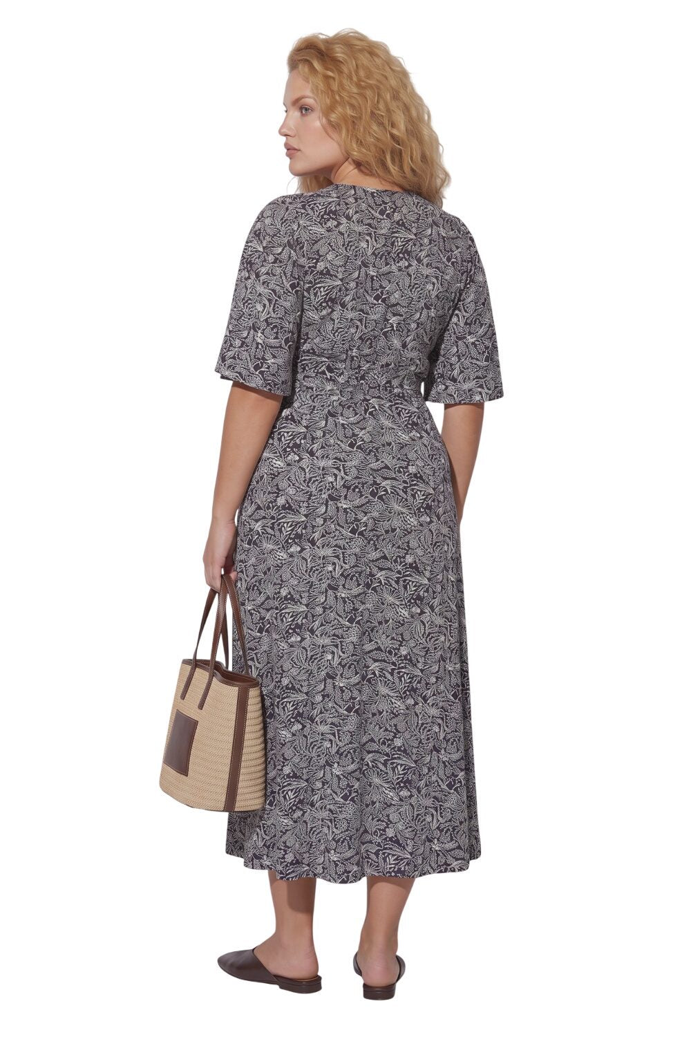 Übergrößen Blumen Wickel-Maxi-Kleid