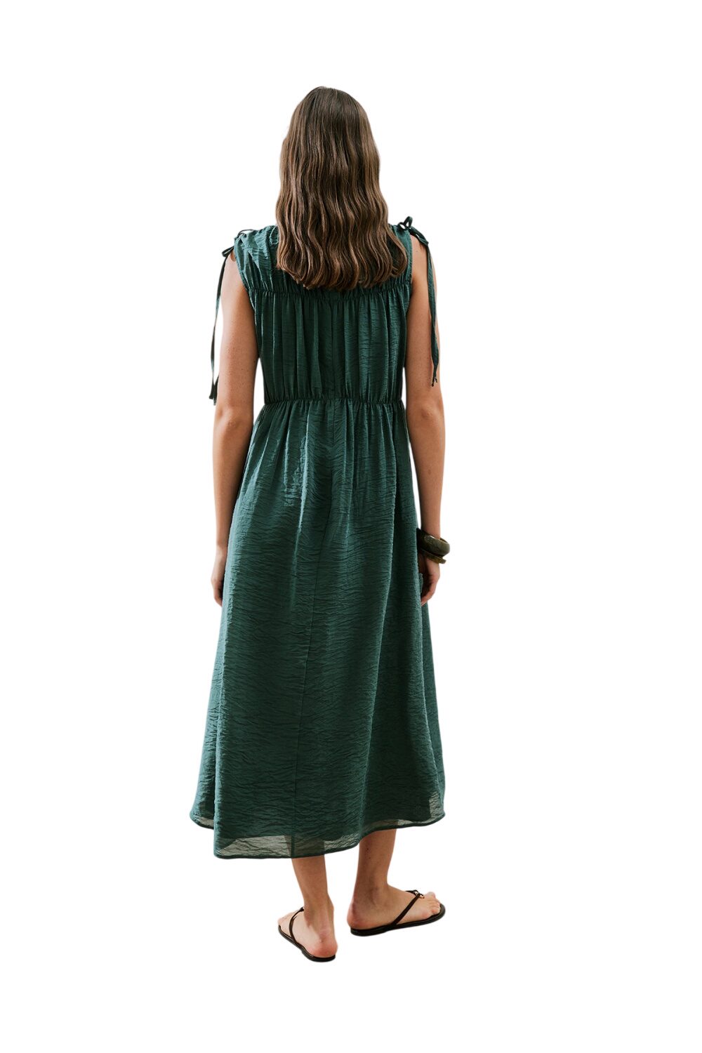 Ärmelloses Kleid mit Raffdetails, schwarz