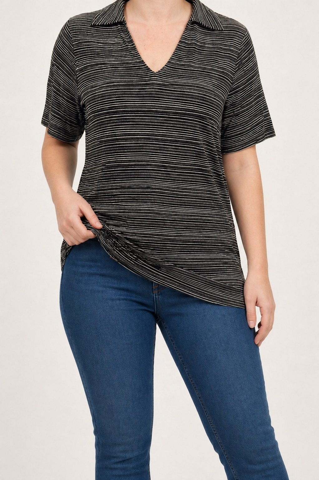 Gestreifte Poloshirt-Bluse