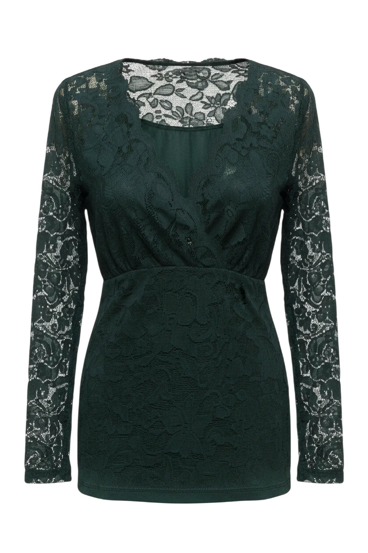 Bluse mit V-Ausschnitt aus Spitze