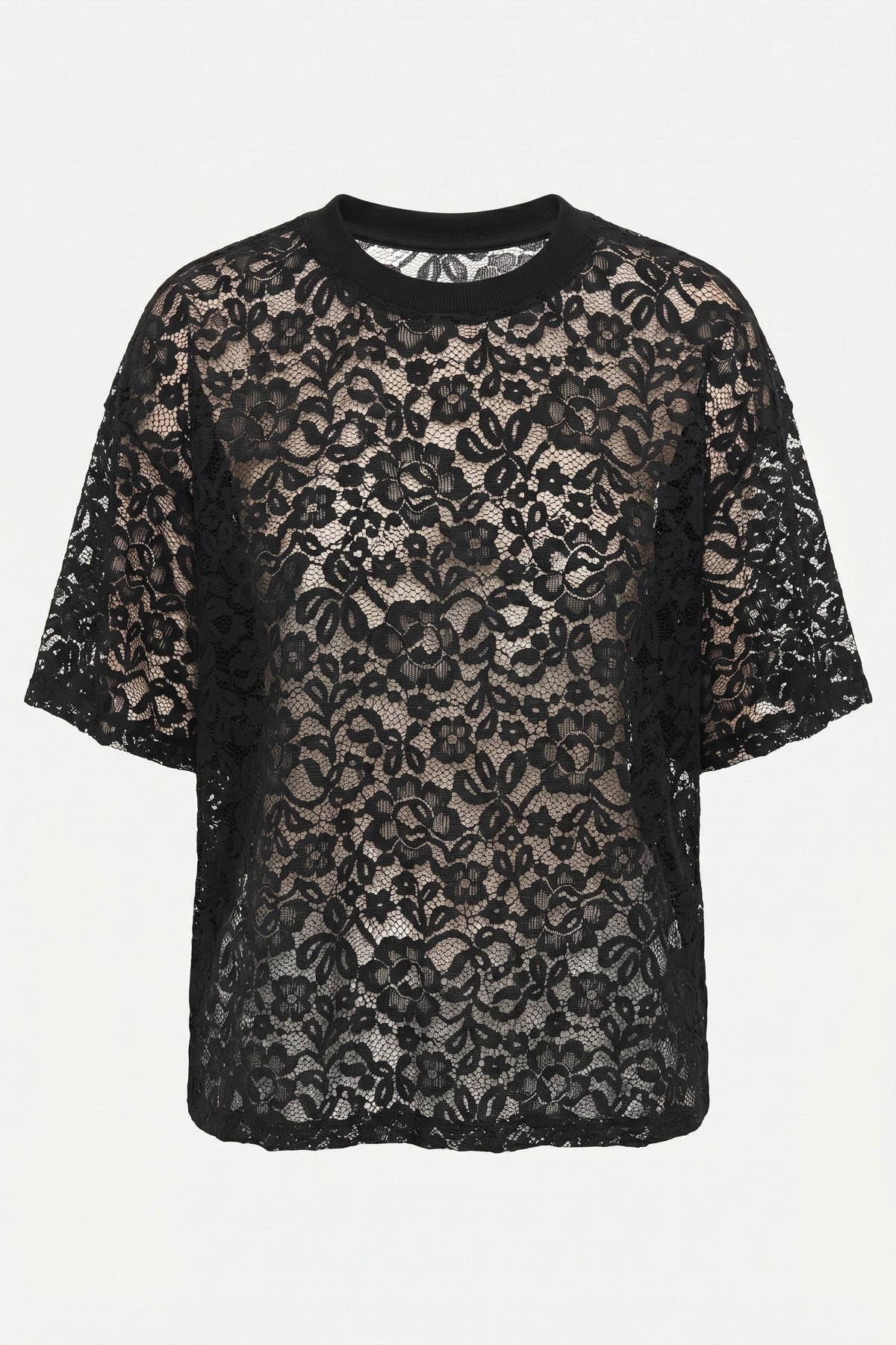Spitzenstruktur Oversized T-Shirt
