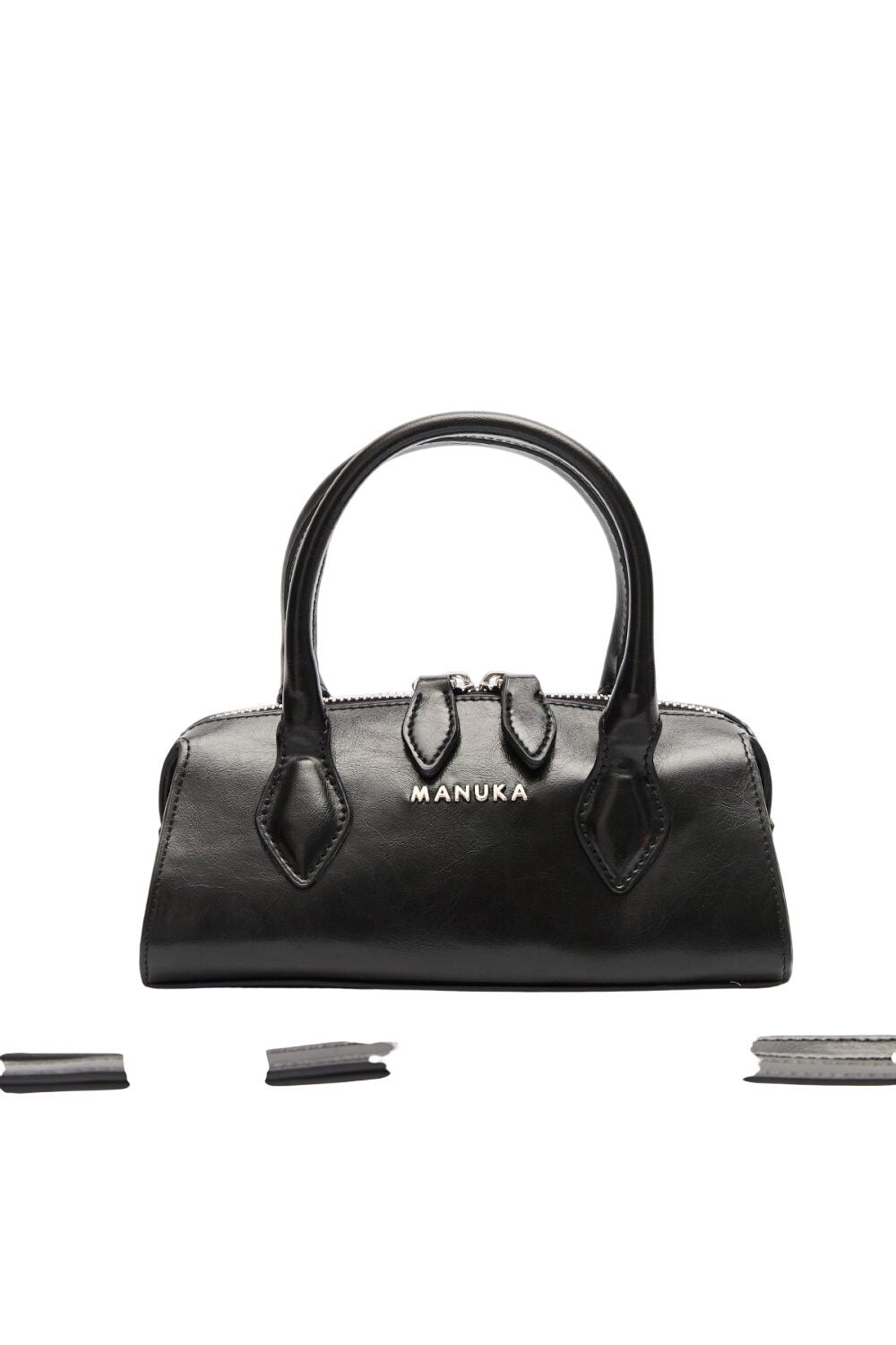 Schwarze Polo-Mini-Tasche aus Leder