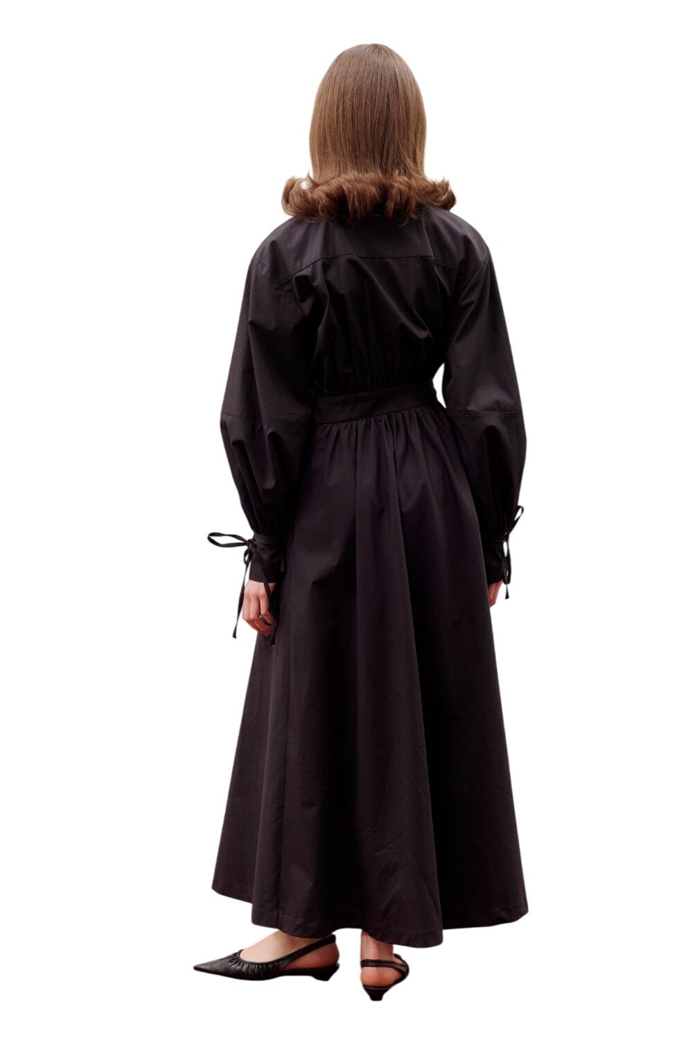 ENYA Plissiertes Hemdkleid Schwarz