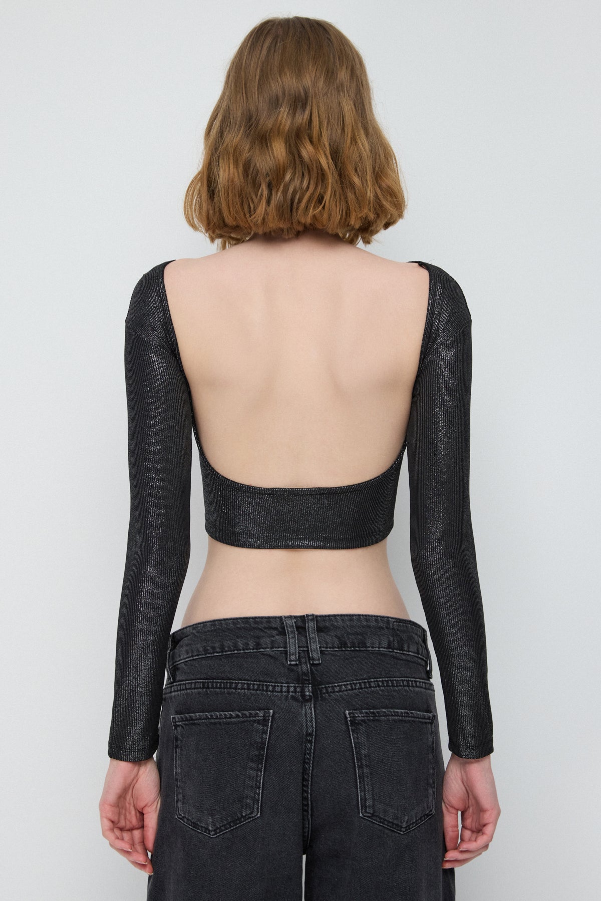 Langärmelige Crop-Bluse
