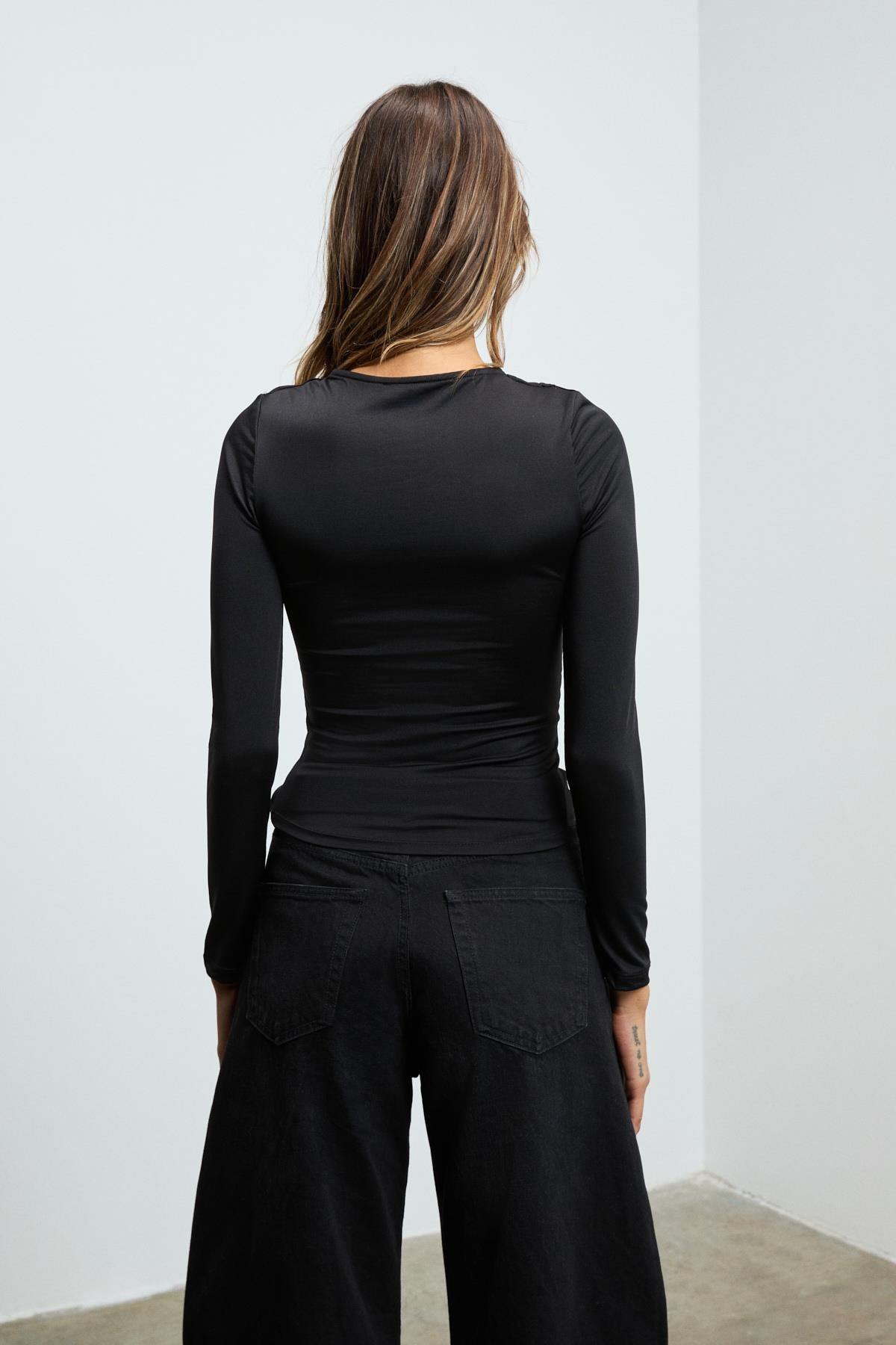 GLINT Damen Figurbetonte Stretch Bluse