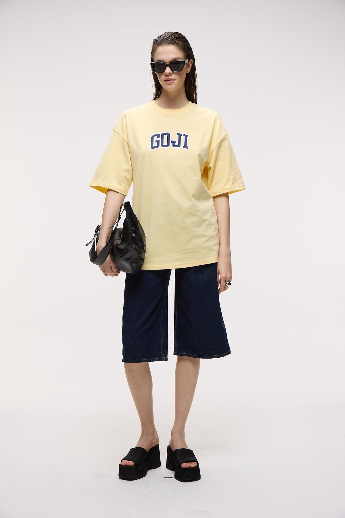 GOJI Damen Oversize Baumwoll Print Shirt