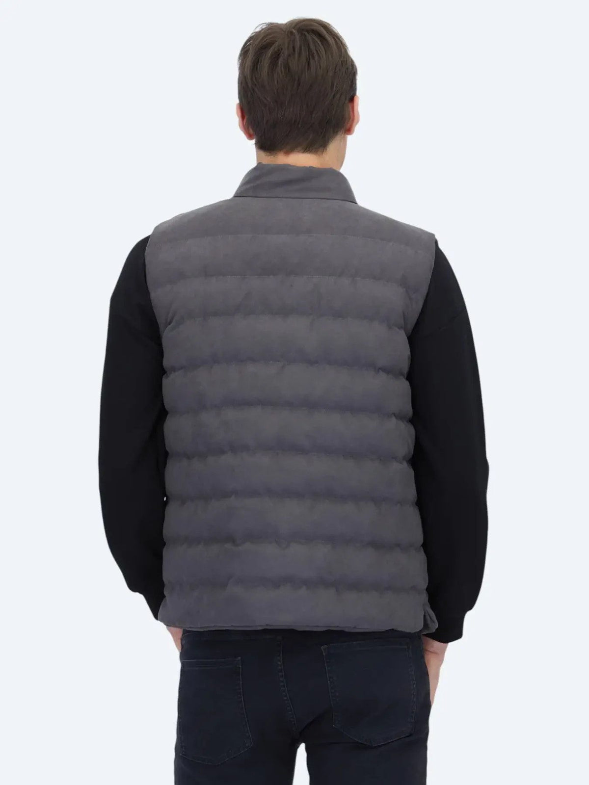 Grau Regular Fit Rollkragen Freizeit Web Puffer Weste